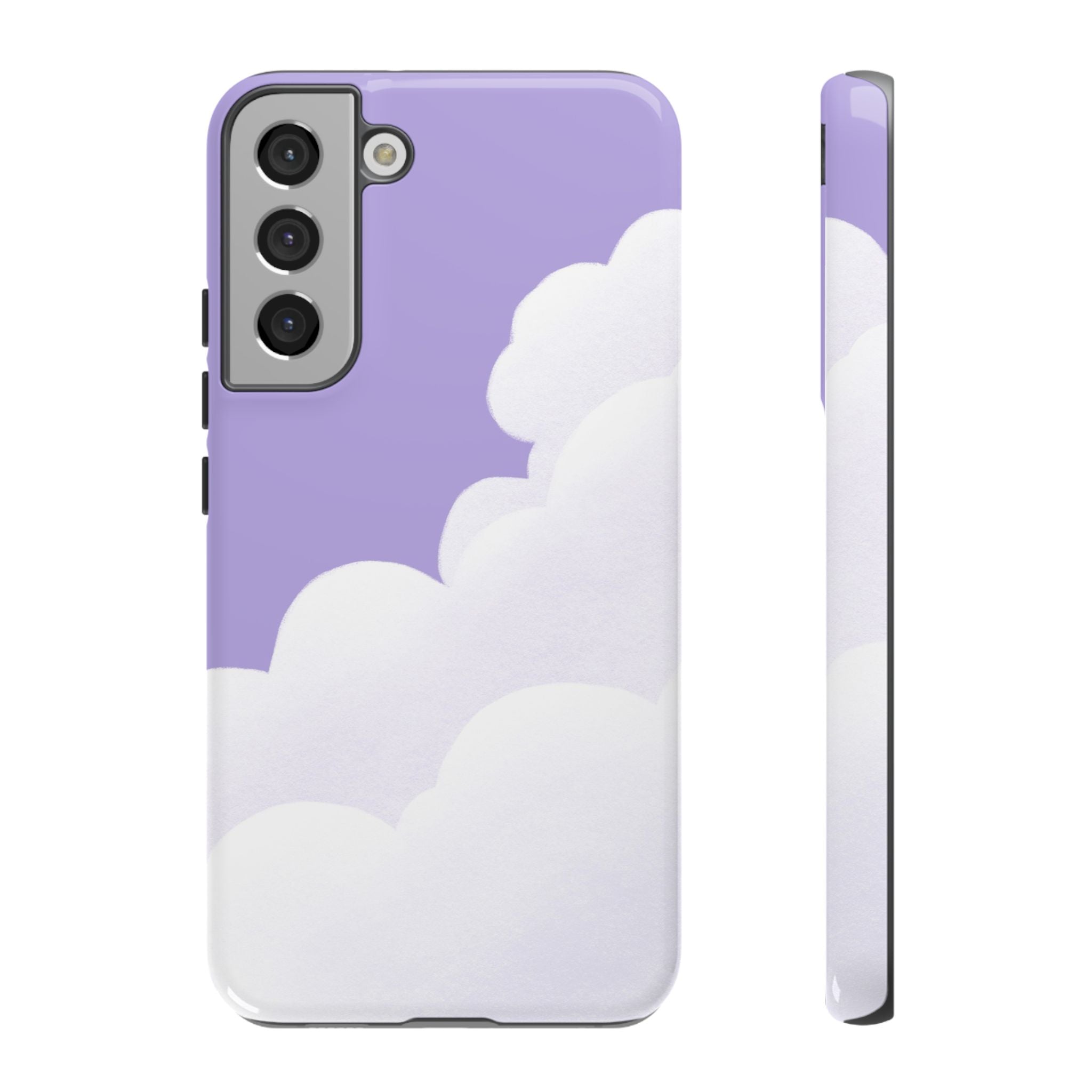 Fluffy Clouds in Pastel Purple Sky Phone Case