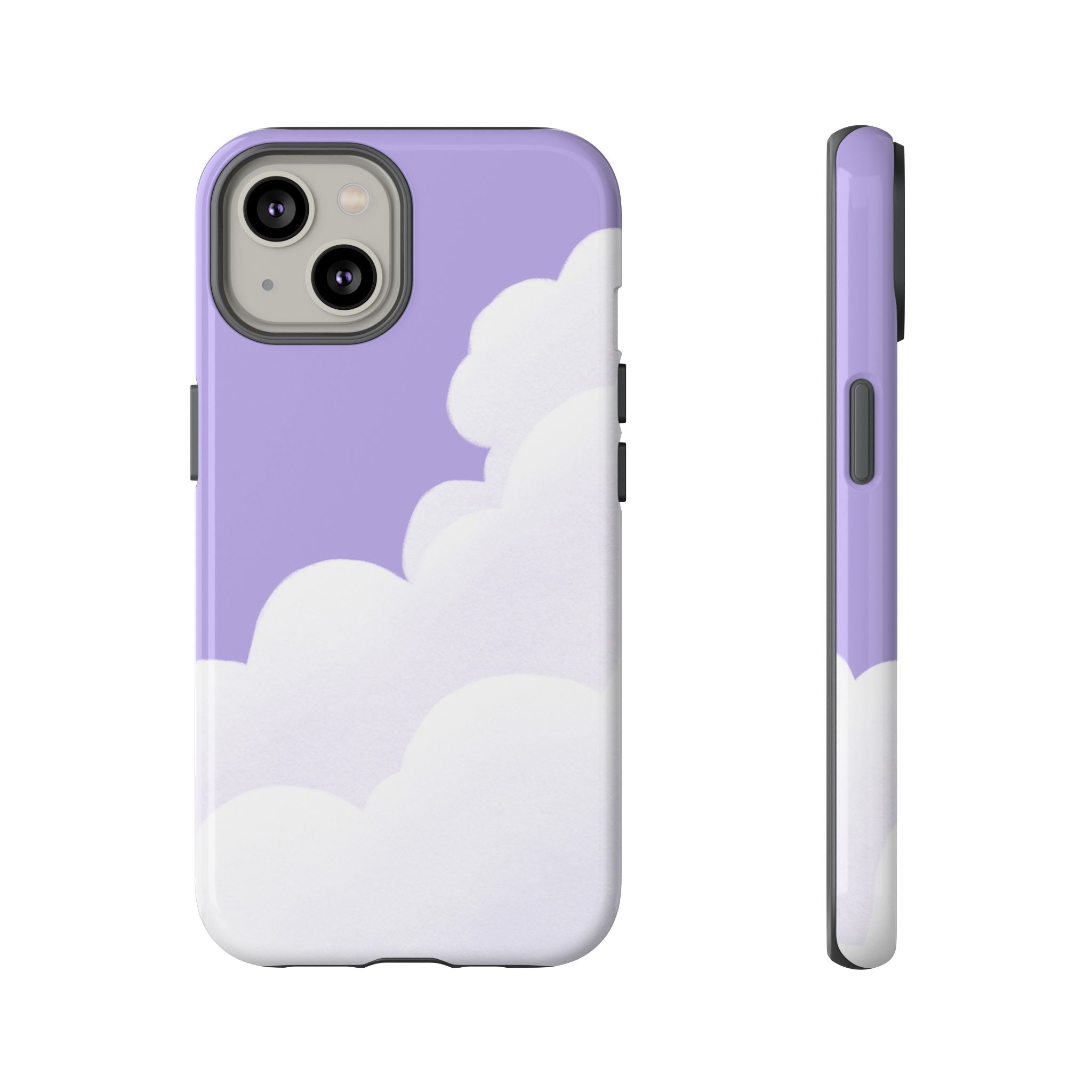 Fluffy Clouds in Pastel Purple Sky Phone Case