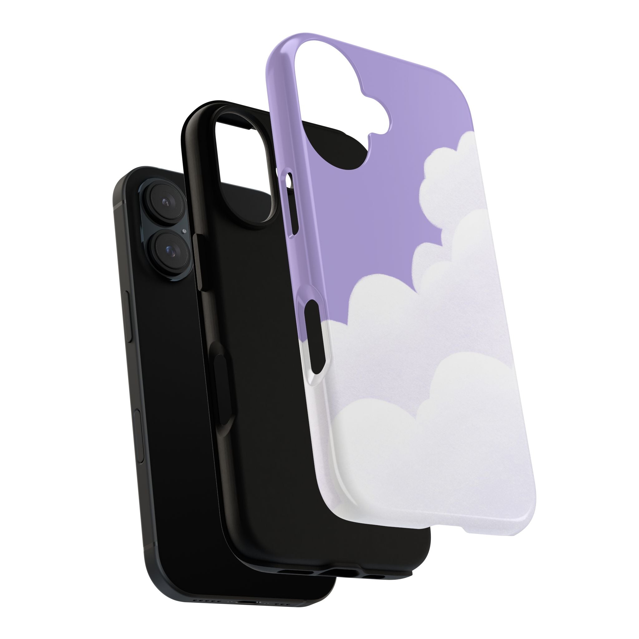 Fluffy Clouds in Pastel Purple Sky Phone Case
