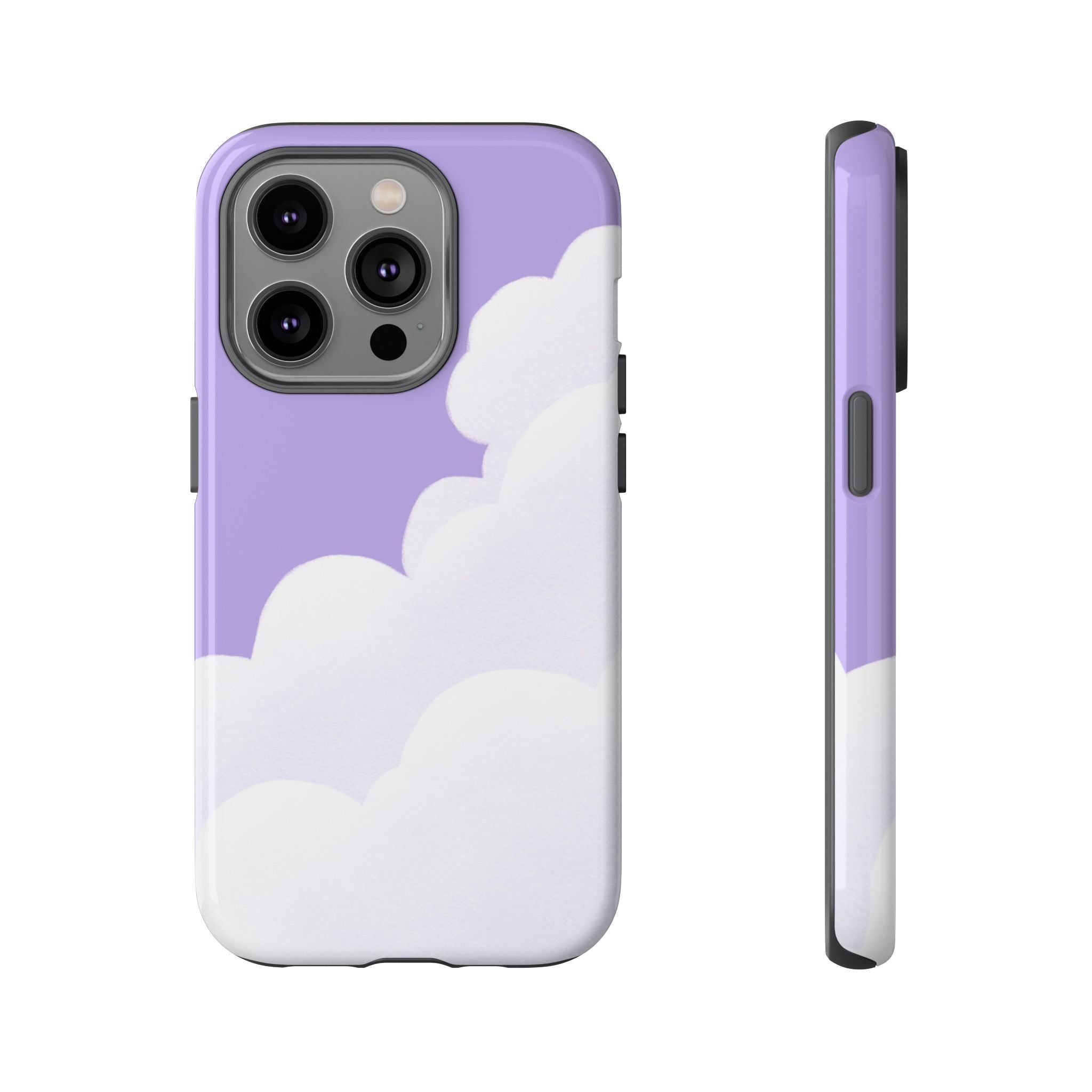 Fluffy Clouds in Pastel Purple Sky Phone Case