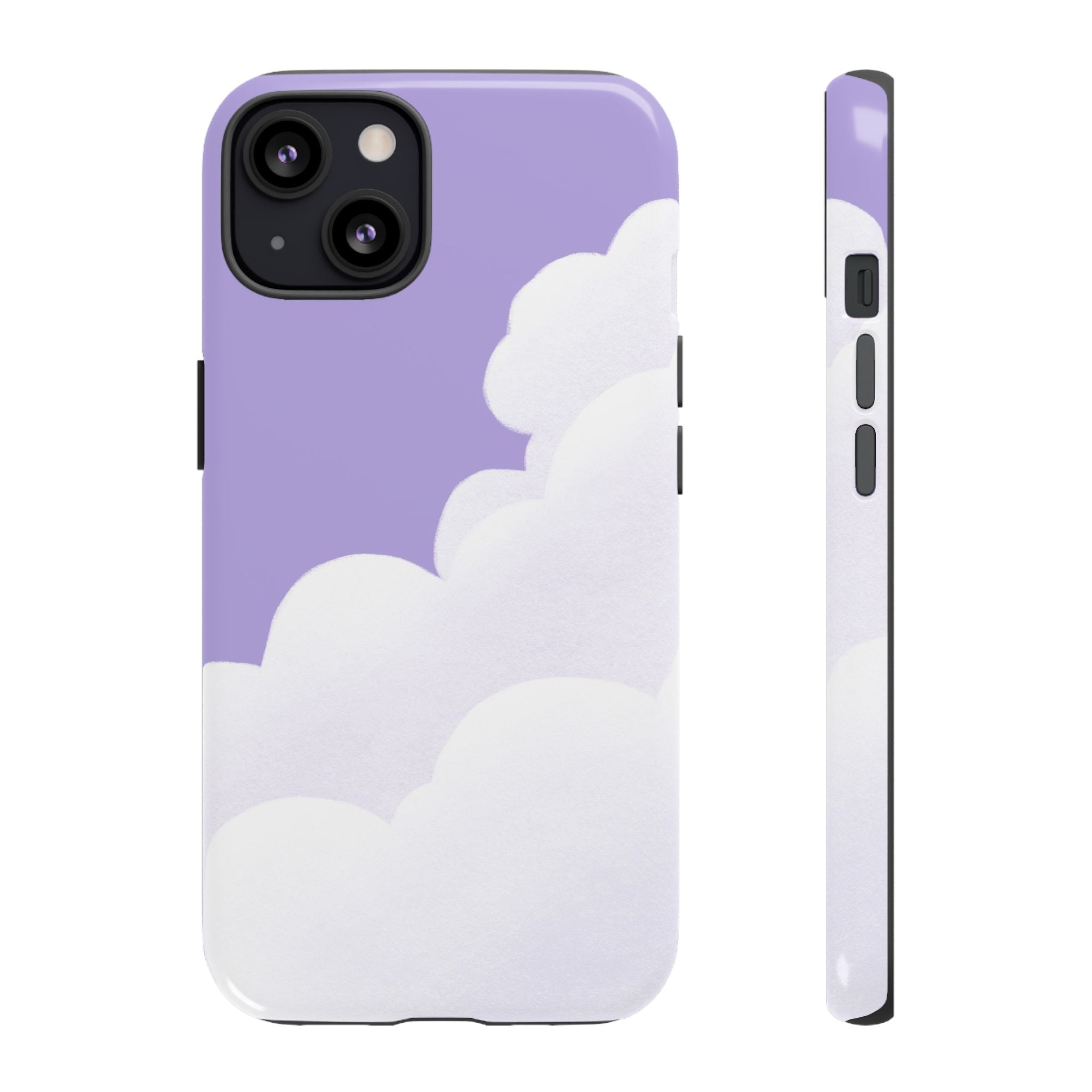 Fluffy Clouds in Pastel Purple Sky Phone Case