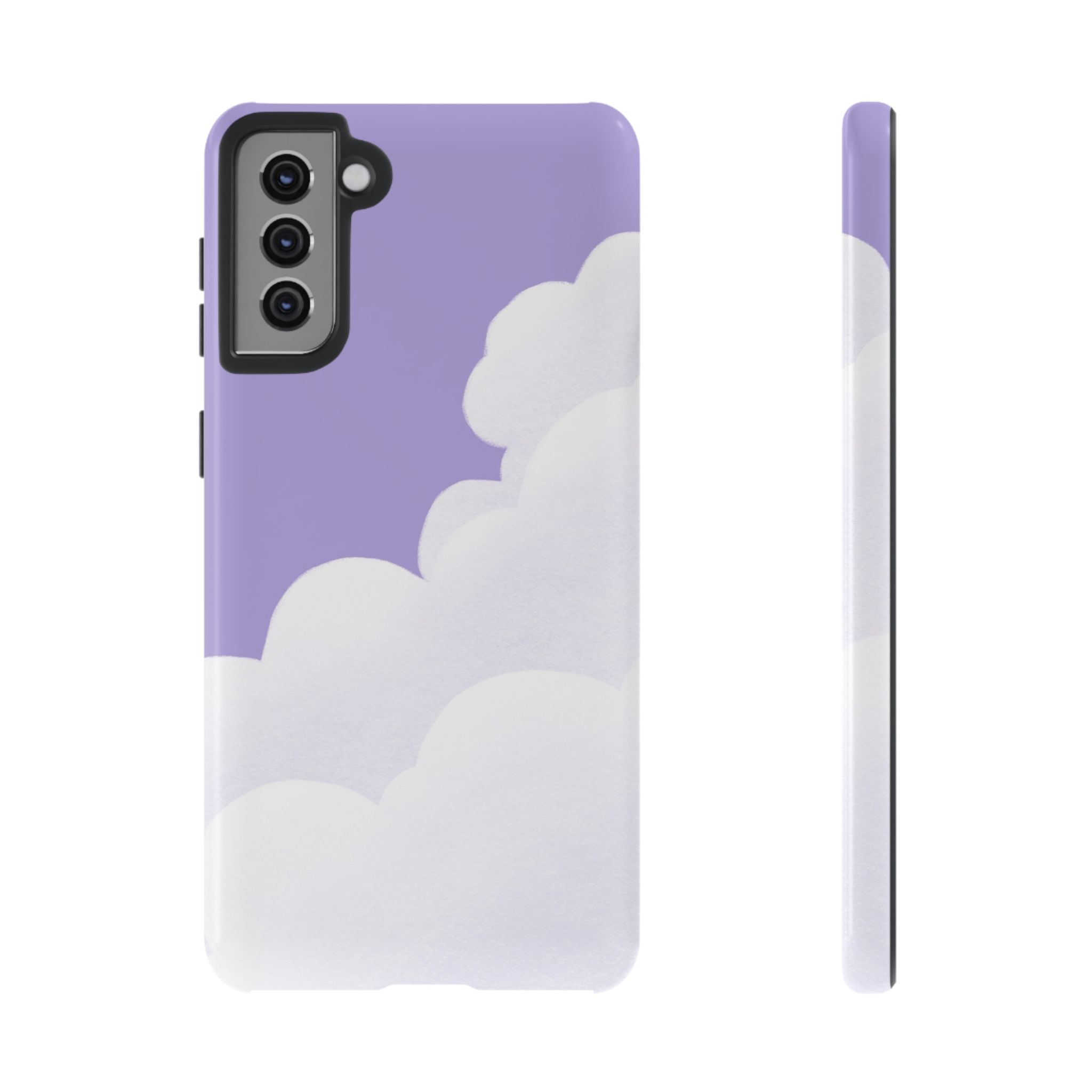 Fluffy Clouds in Pastel Purple Sky Phone Case