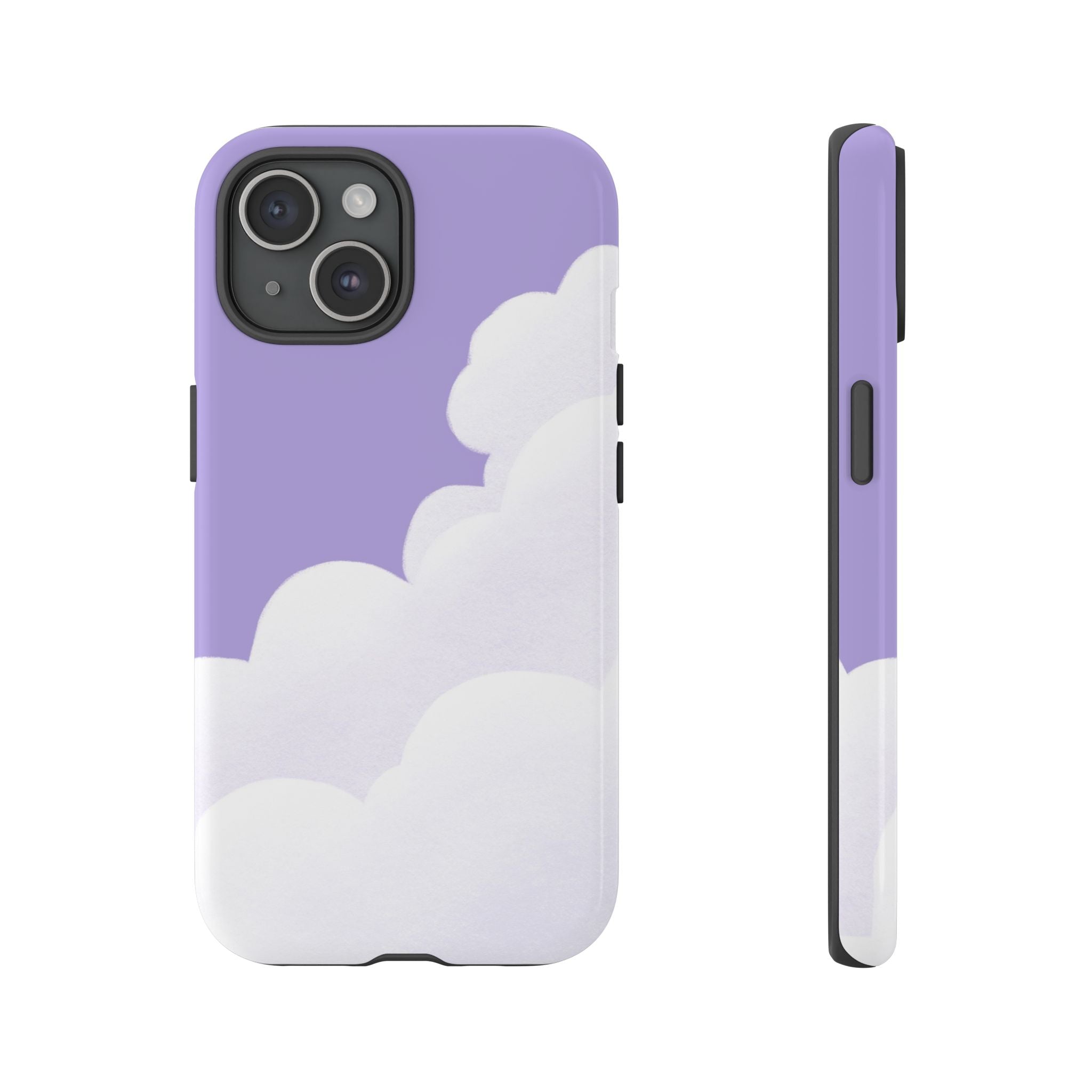 Fluffy Clouds in Pastel Purple Sky Phone Case