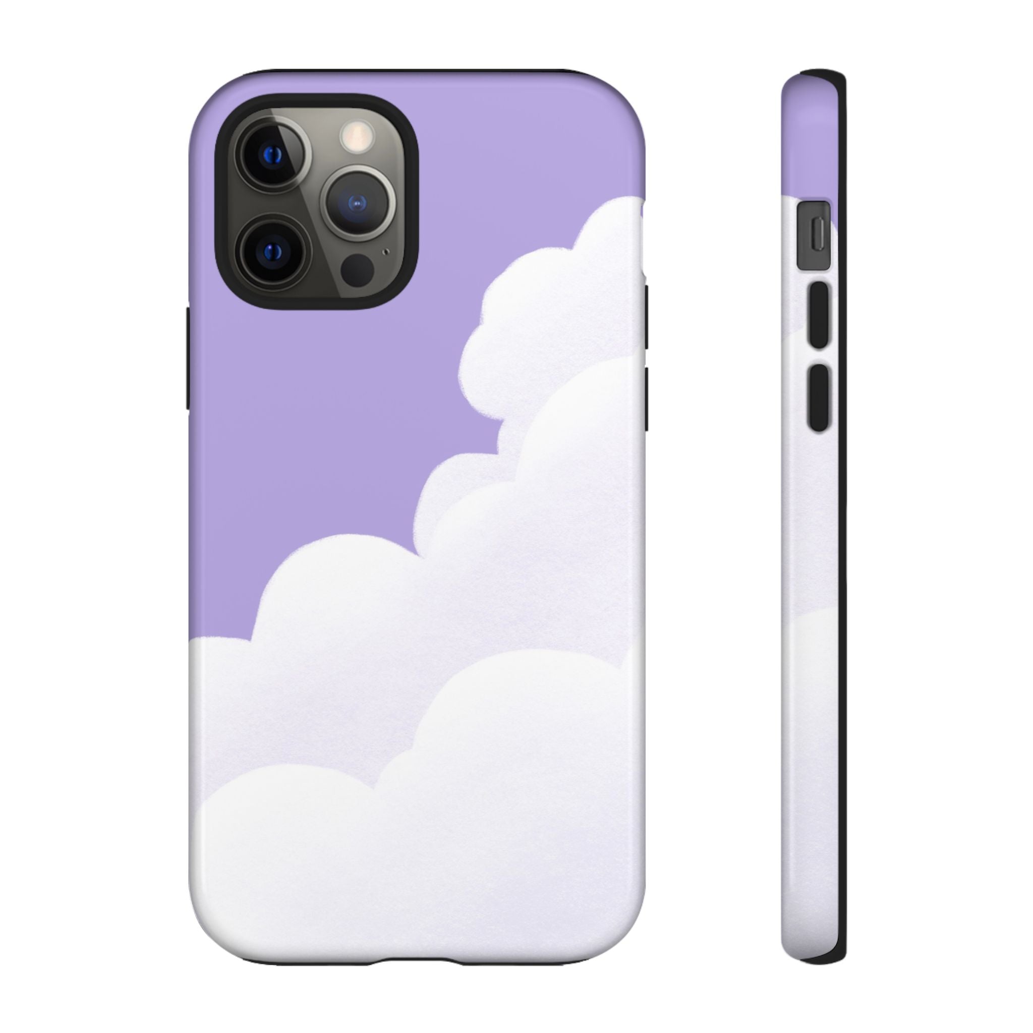 Fluffy Clouds in Pastel Purple Sky Phone Case