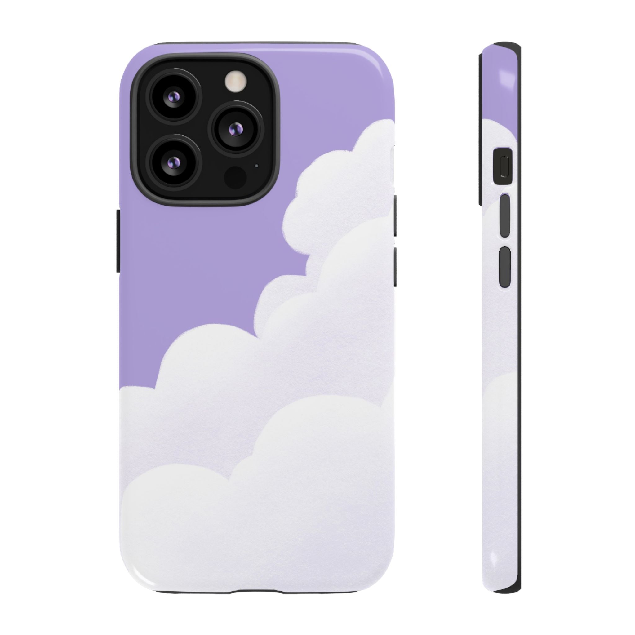 Fluffy Clouds in Pastel Purple Sky Phone Case