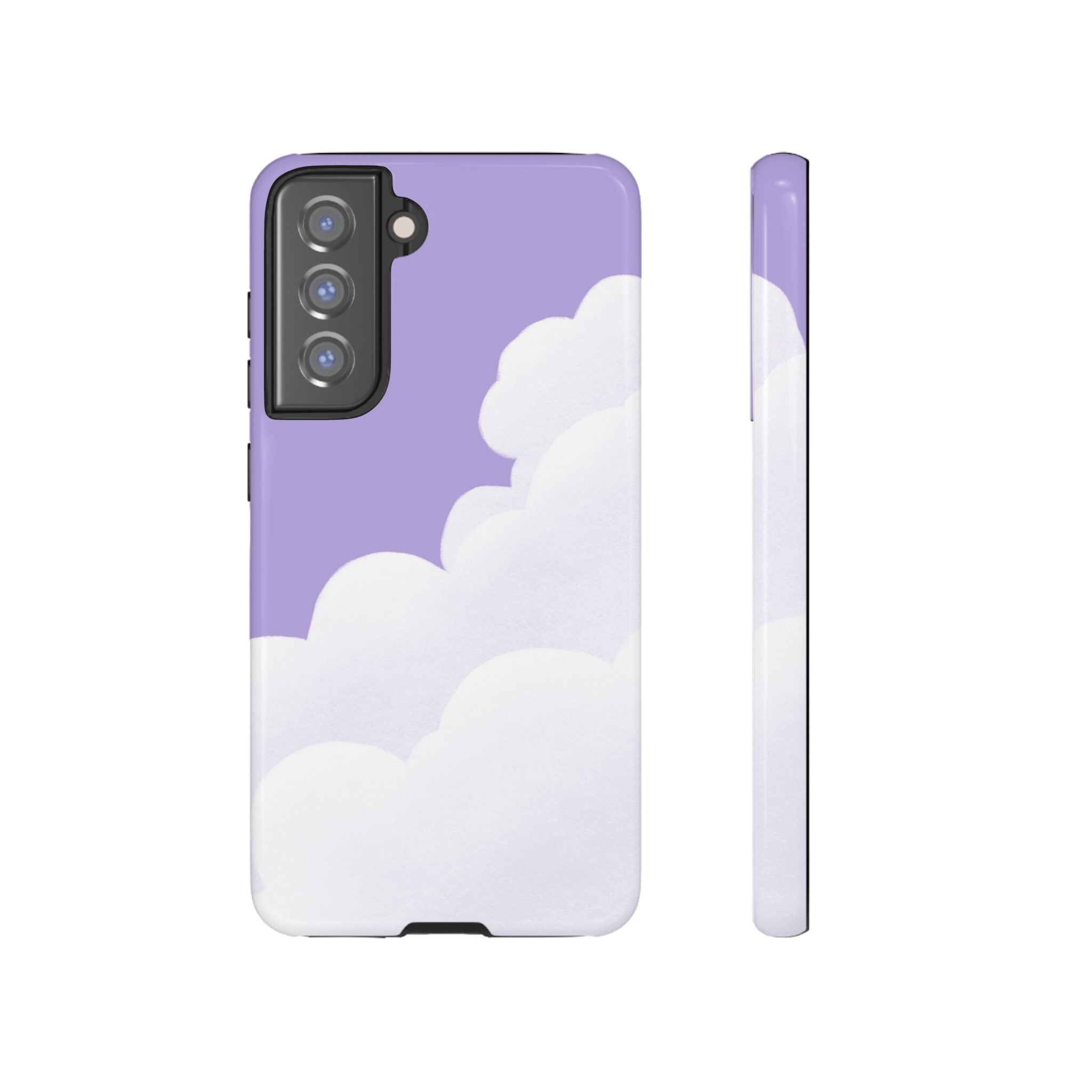 Fluffy Clouds in Pastel Purple Sky Phone Case