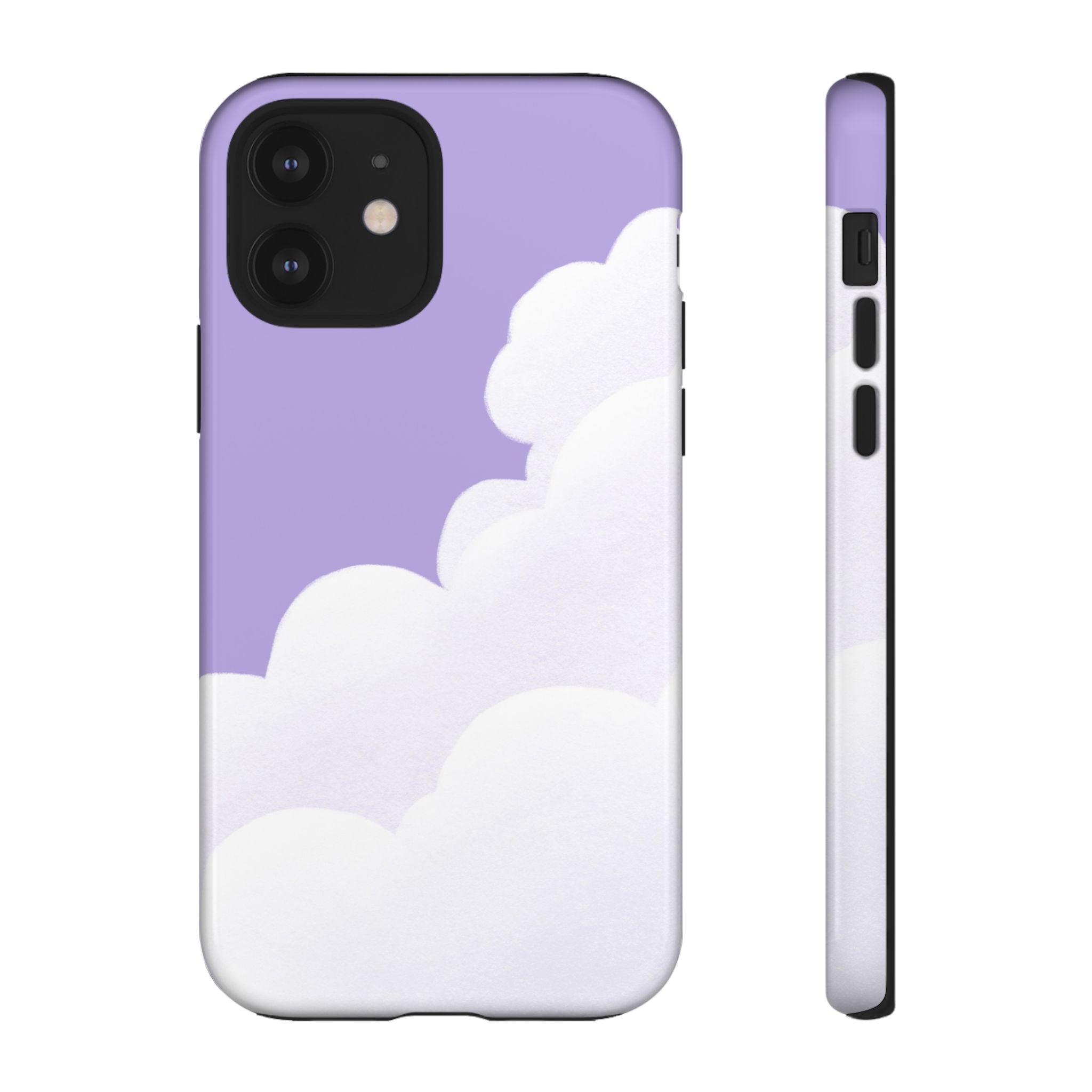 Fluffy Clouds in Pastel Purple Sky Phone Case