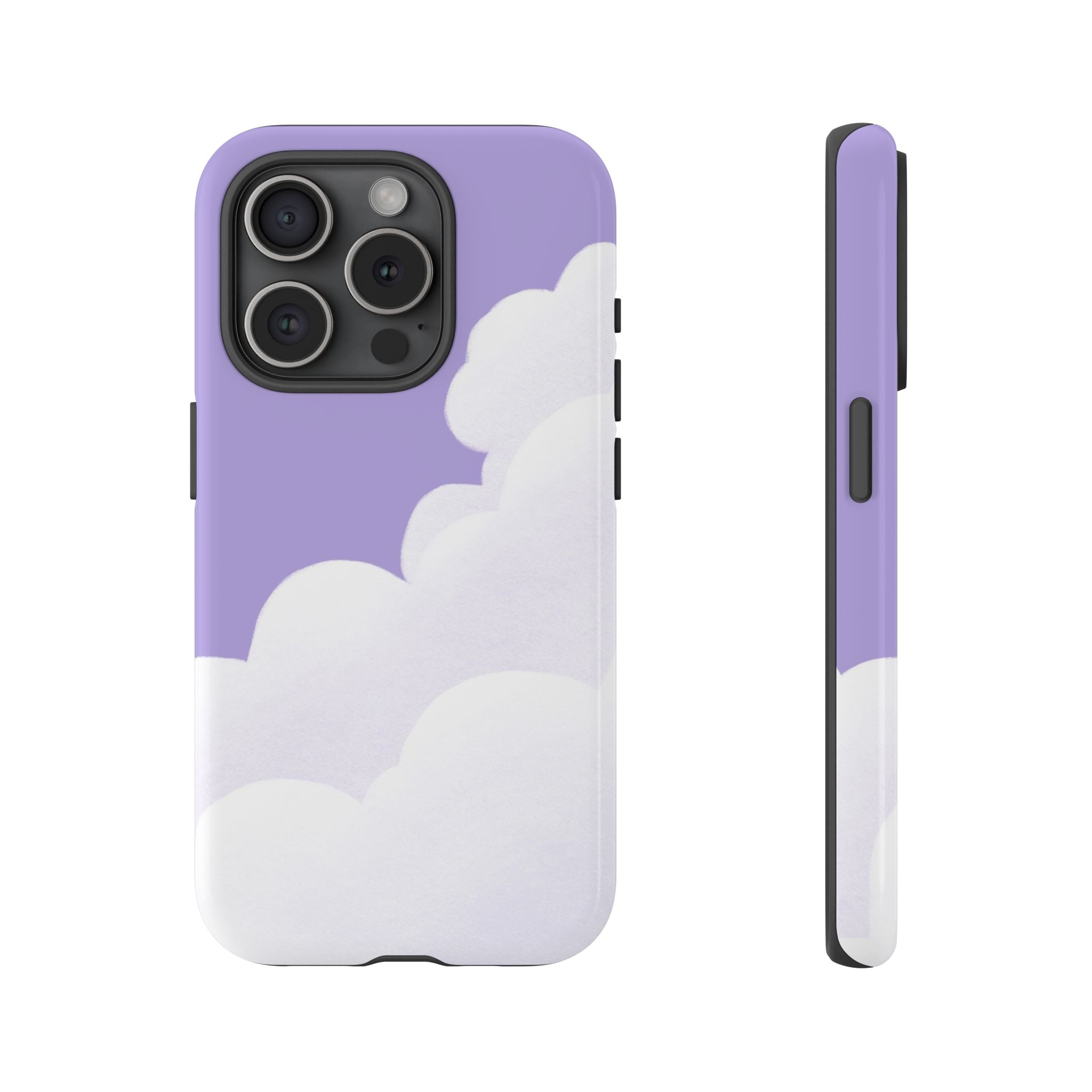 Fluffy Clouds in Pastel Purple Sky Phone Case