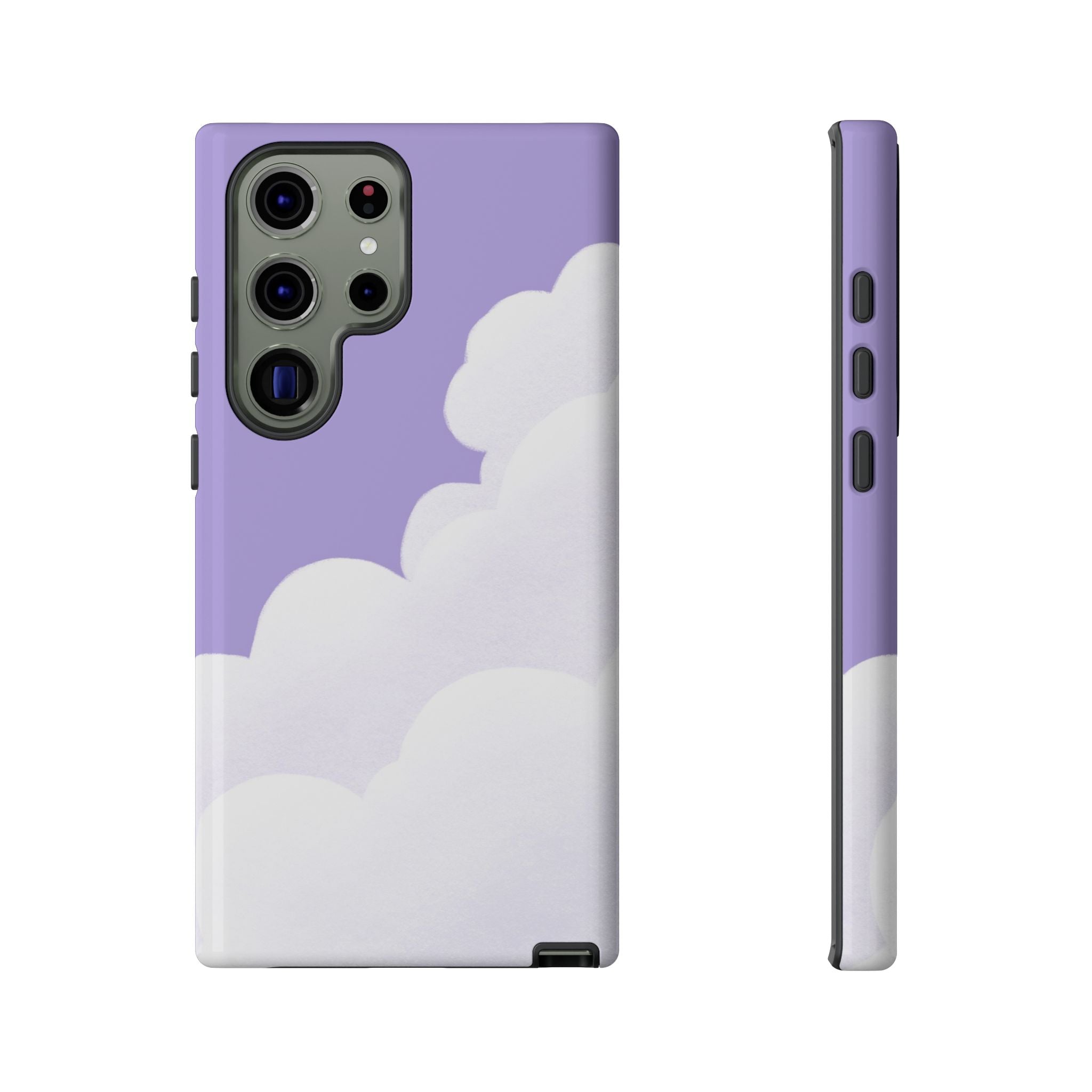 Fluffy Clouds in Pastel Purple Sky Phone Case