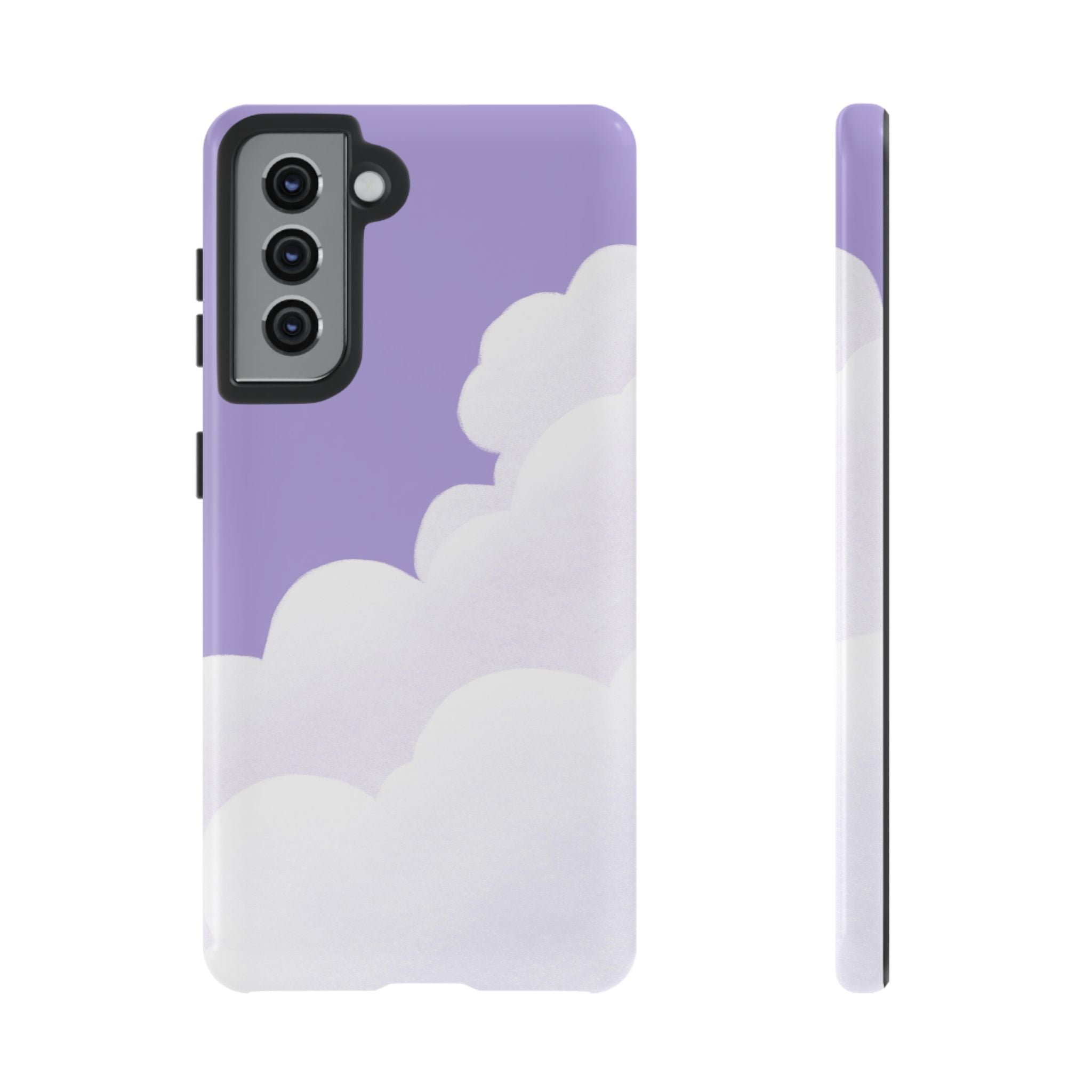 Fluffy Clouds in Pastel Purple Sky Phone Case
