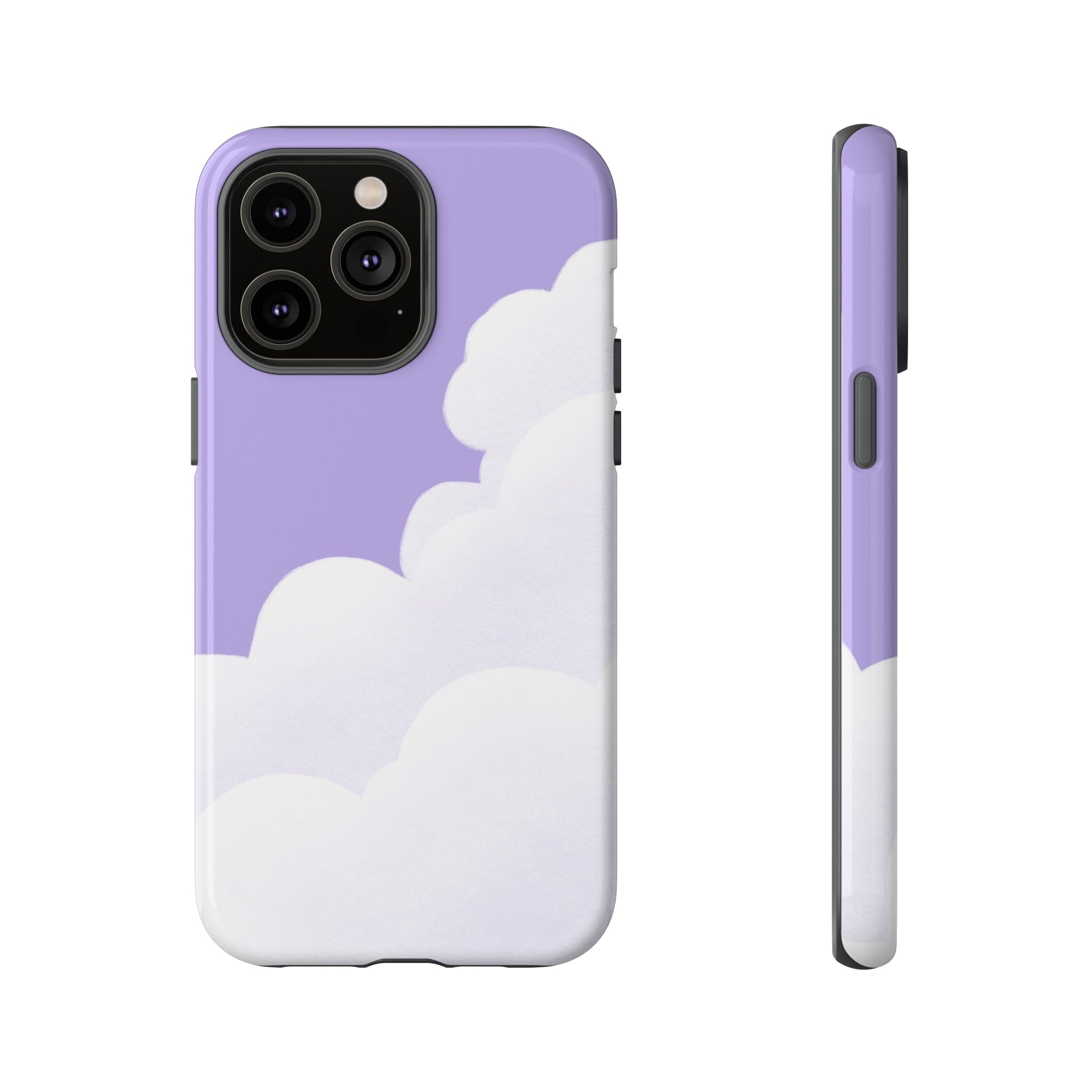 Fluffy Clouds in Pastel Purple Sky Phone Case
