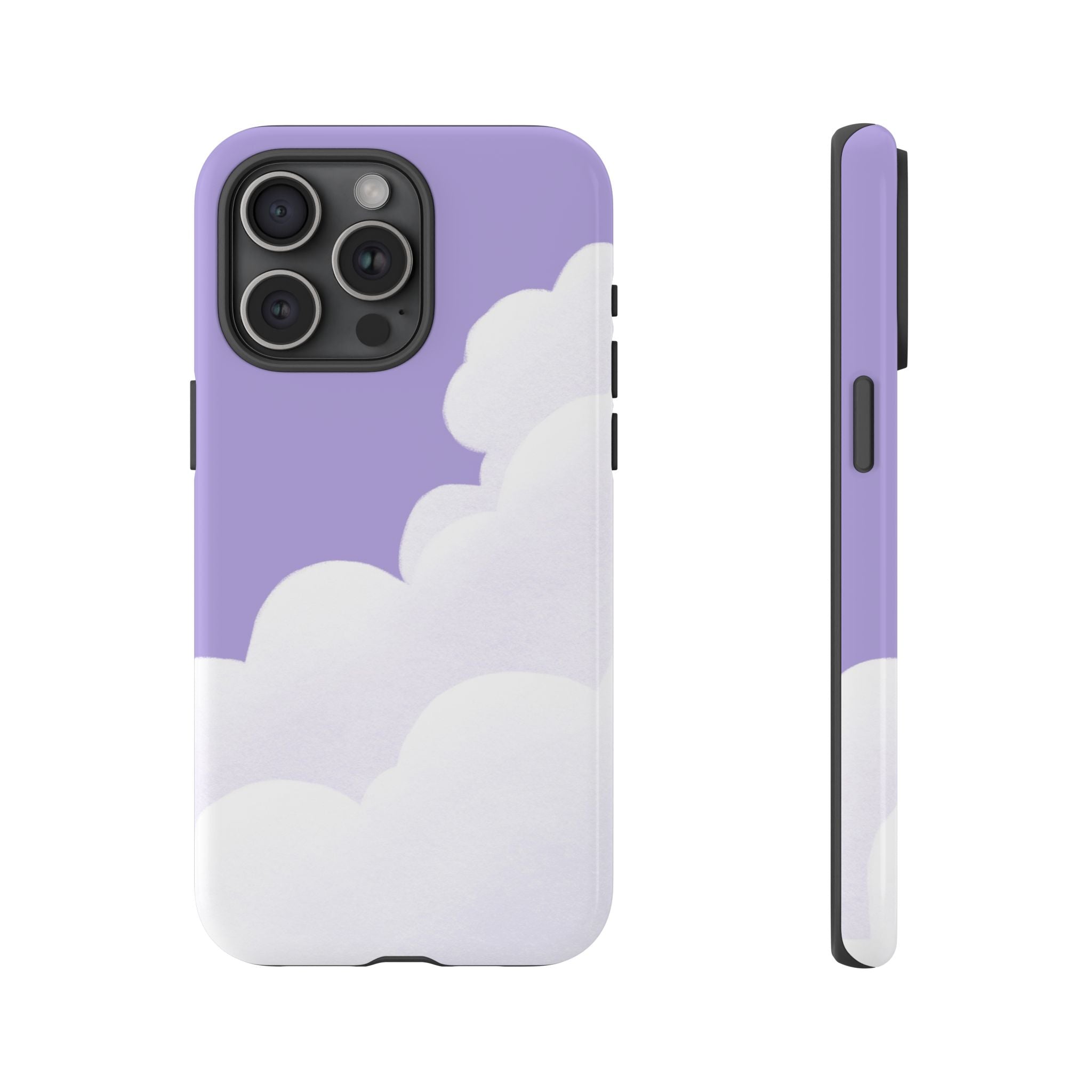 Fluffy Clouds in Pastel Purple Sky Phone Case