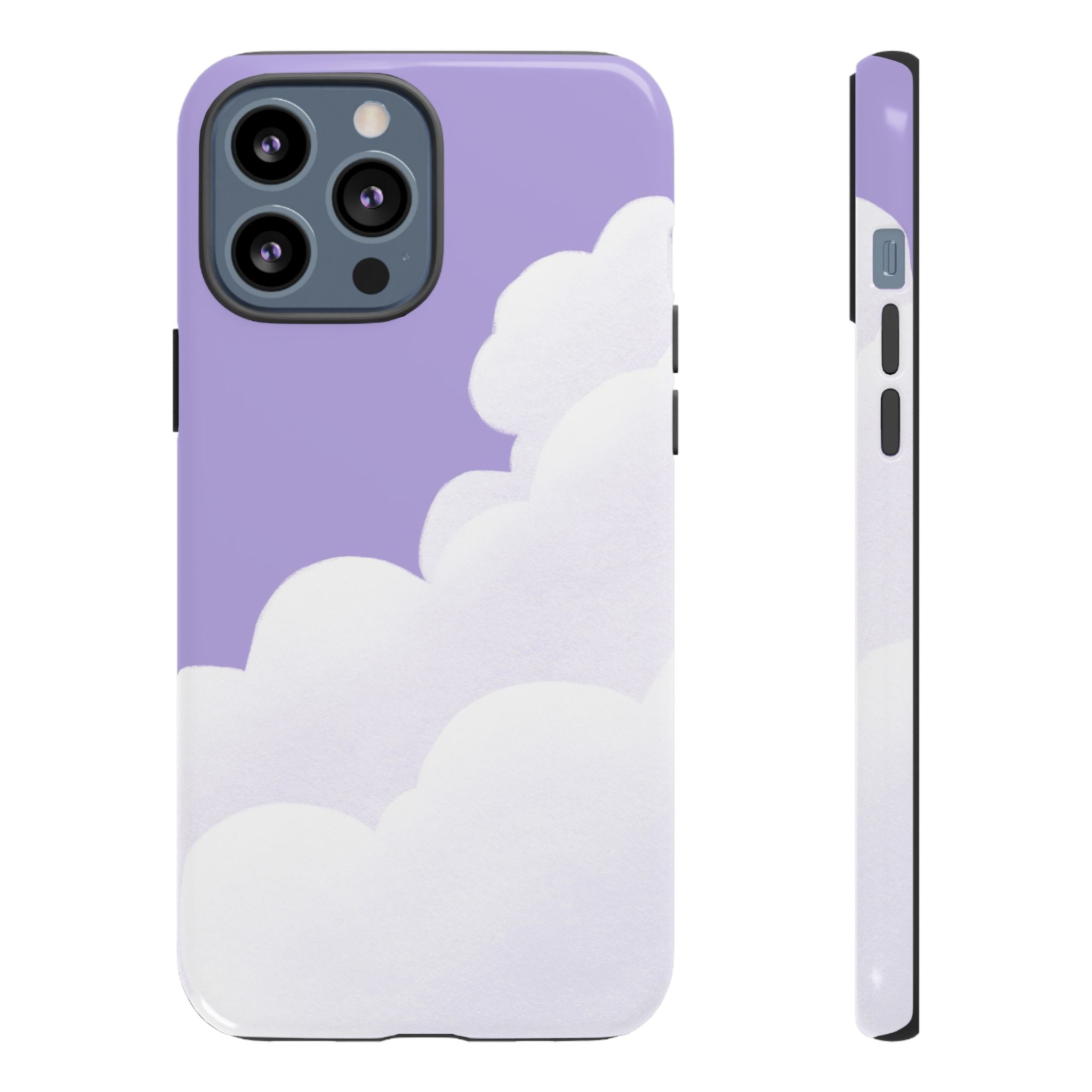 Fluffy Clouds in Pastel Purple Sky Phone Case
