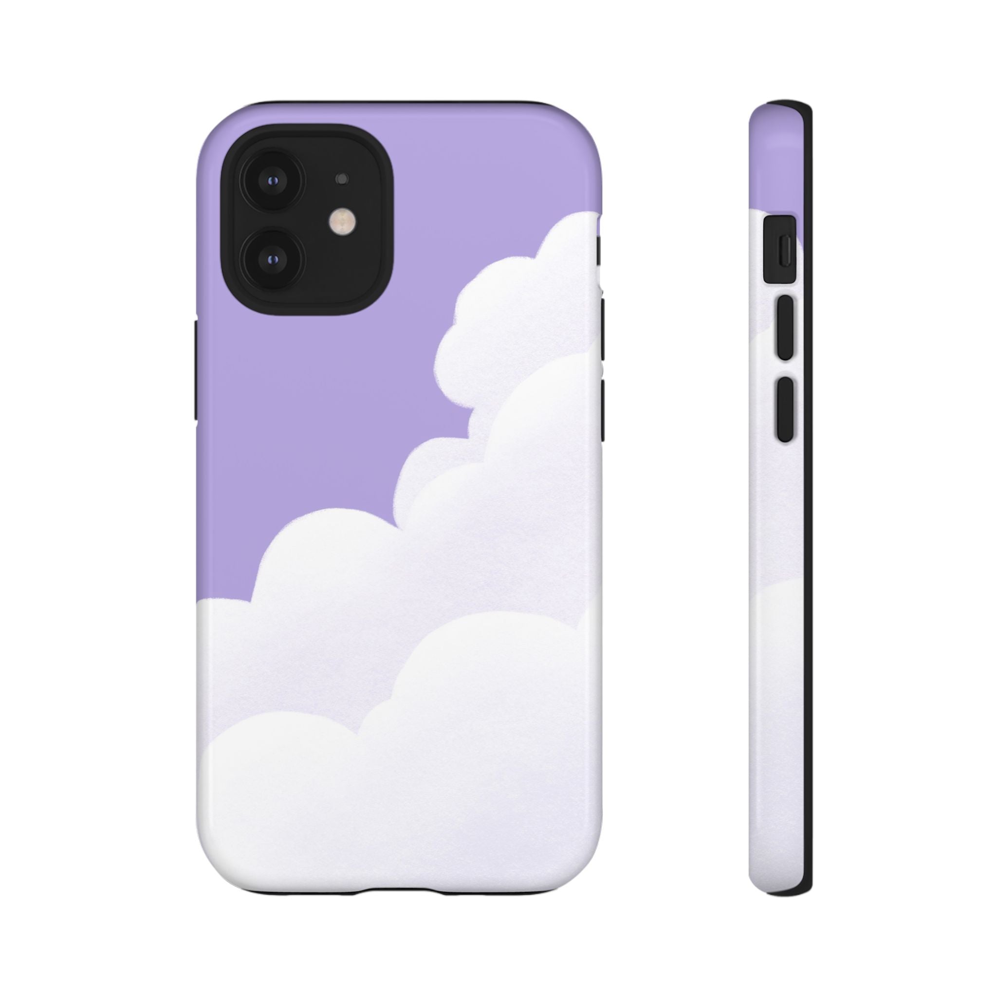Fluffy Clouds in Pastel Purple Sky Phone Case