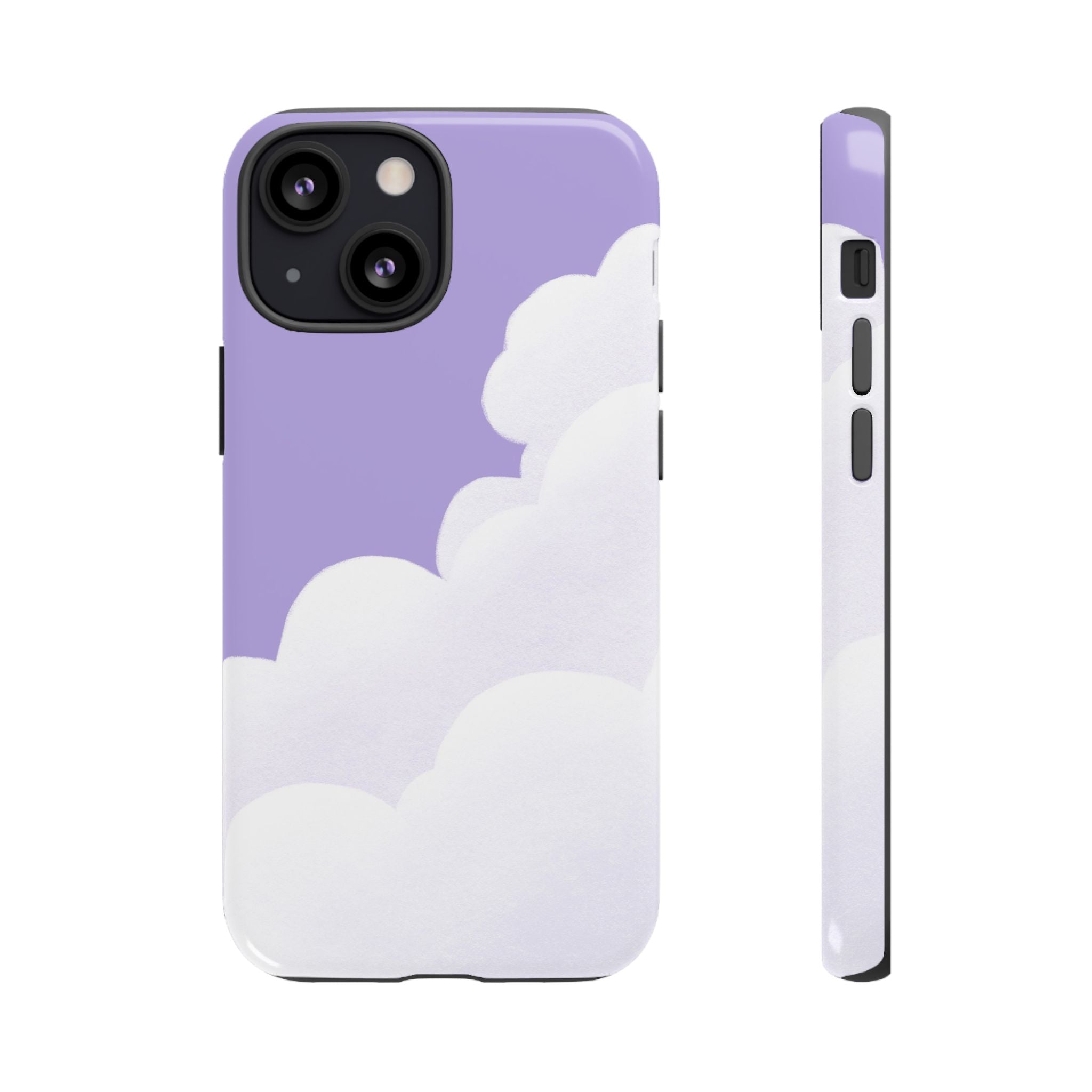 Fluffy Clouds in Pastel Purple Sky Phone Case