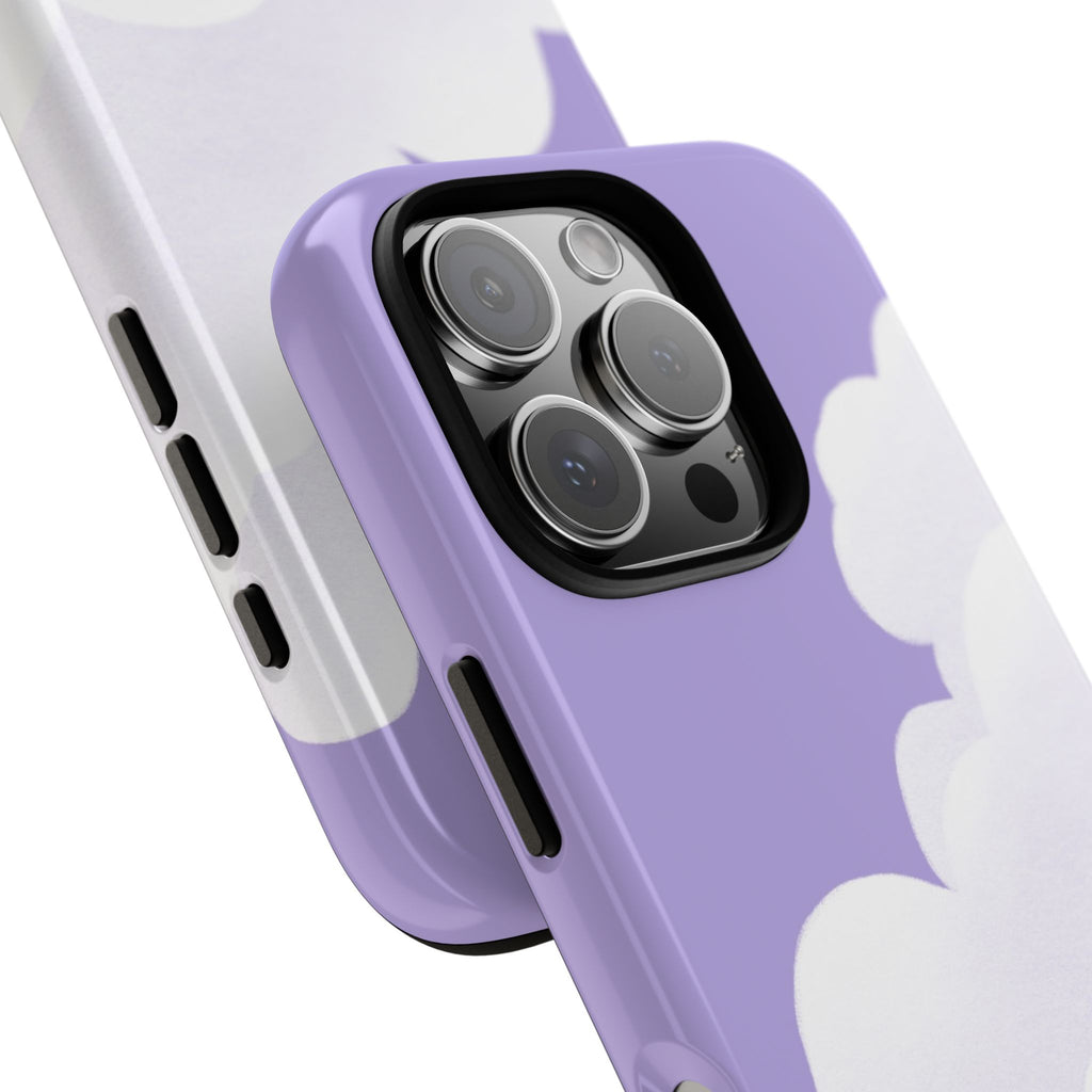Fluffy Clouds in Pastel Purple Sky Phone Case