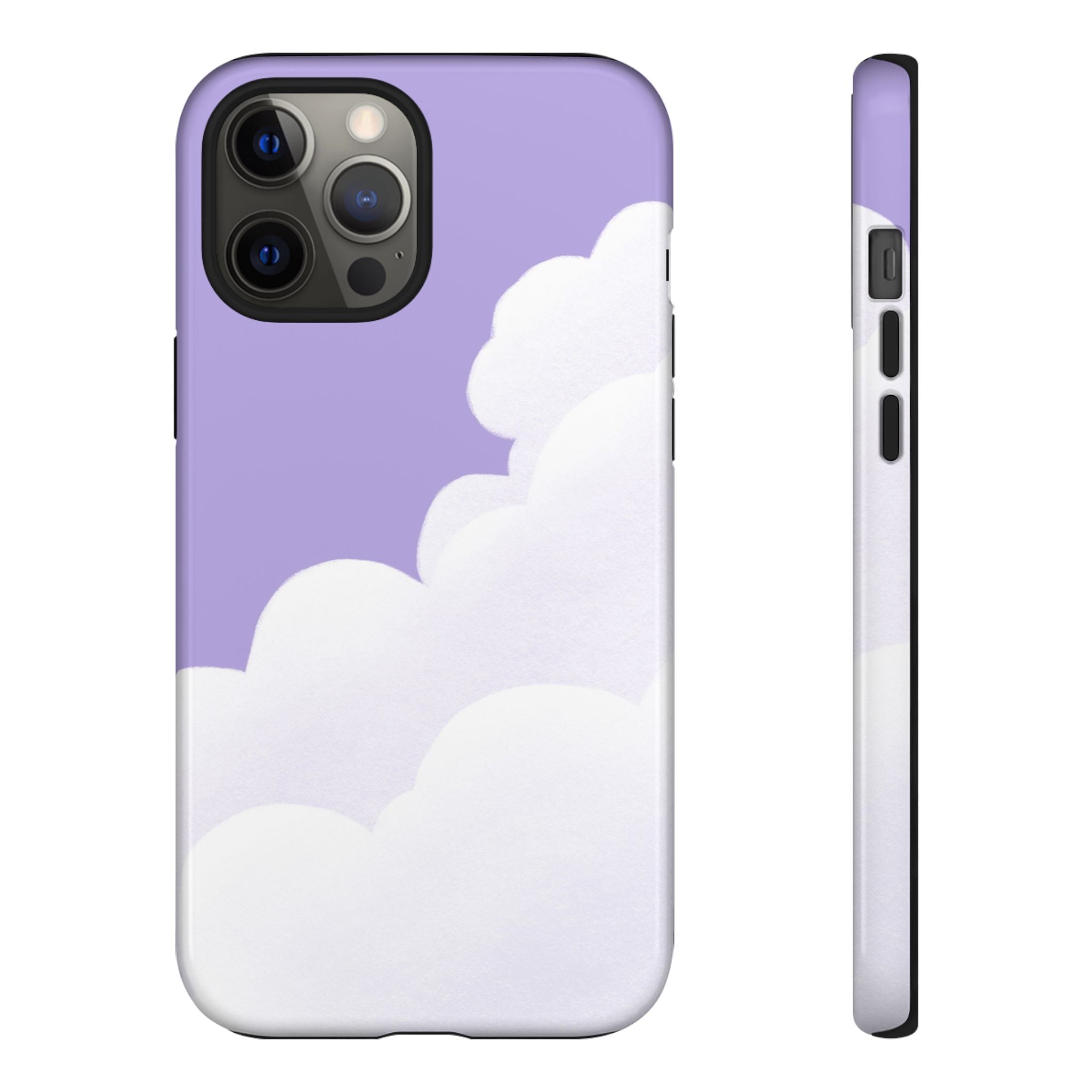 Fluffy Clouds in Pastel Purple Sky Phone Case