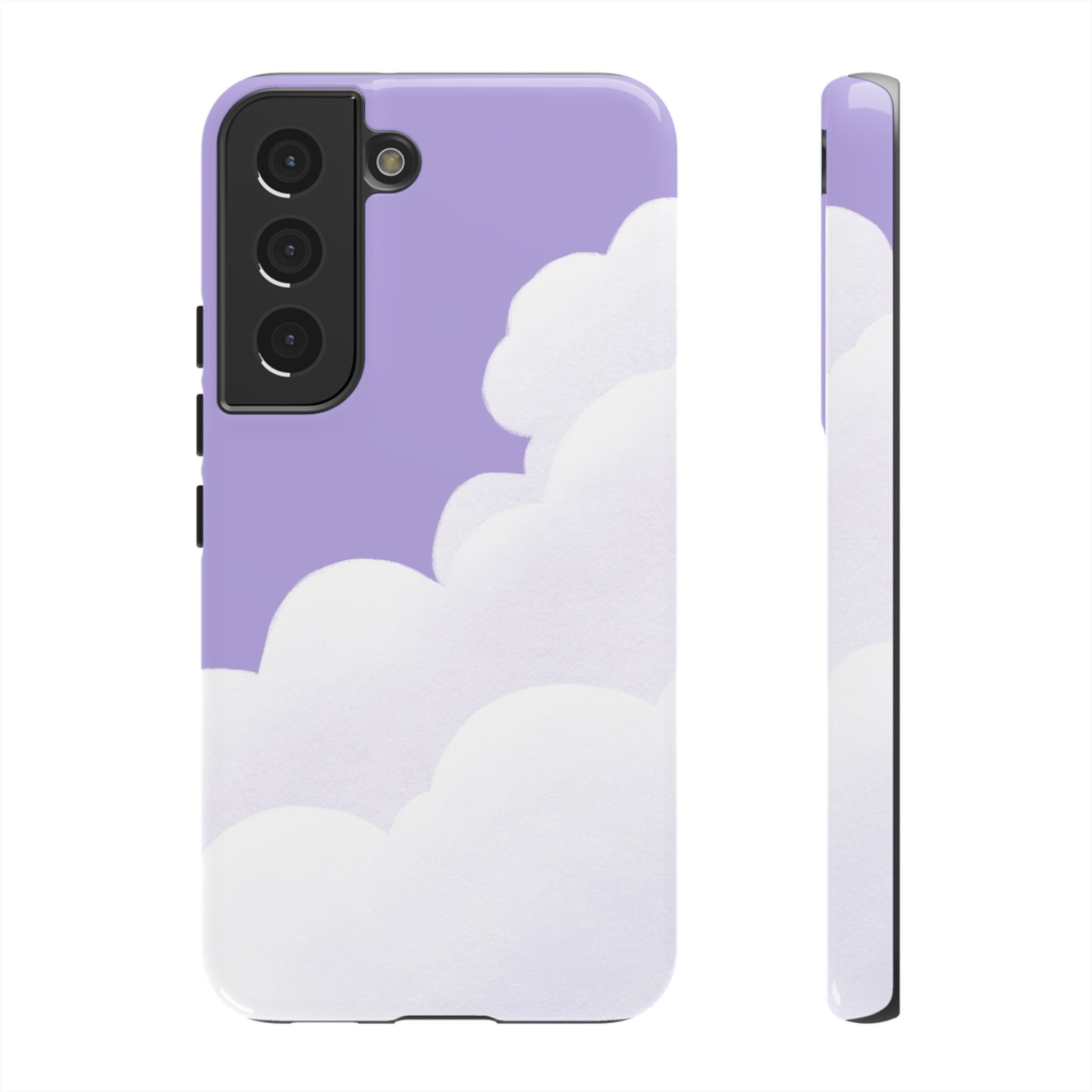 Fluffy Clouds in Pastel Purple Sky Phone Case