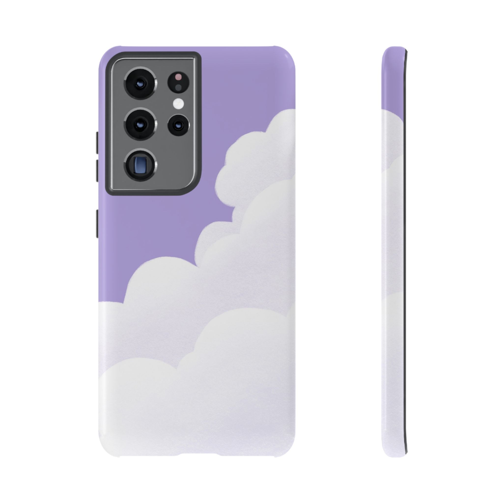 Fluffy Clouds in Pastel Purple Sky Phone Case