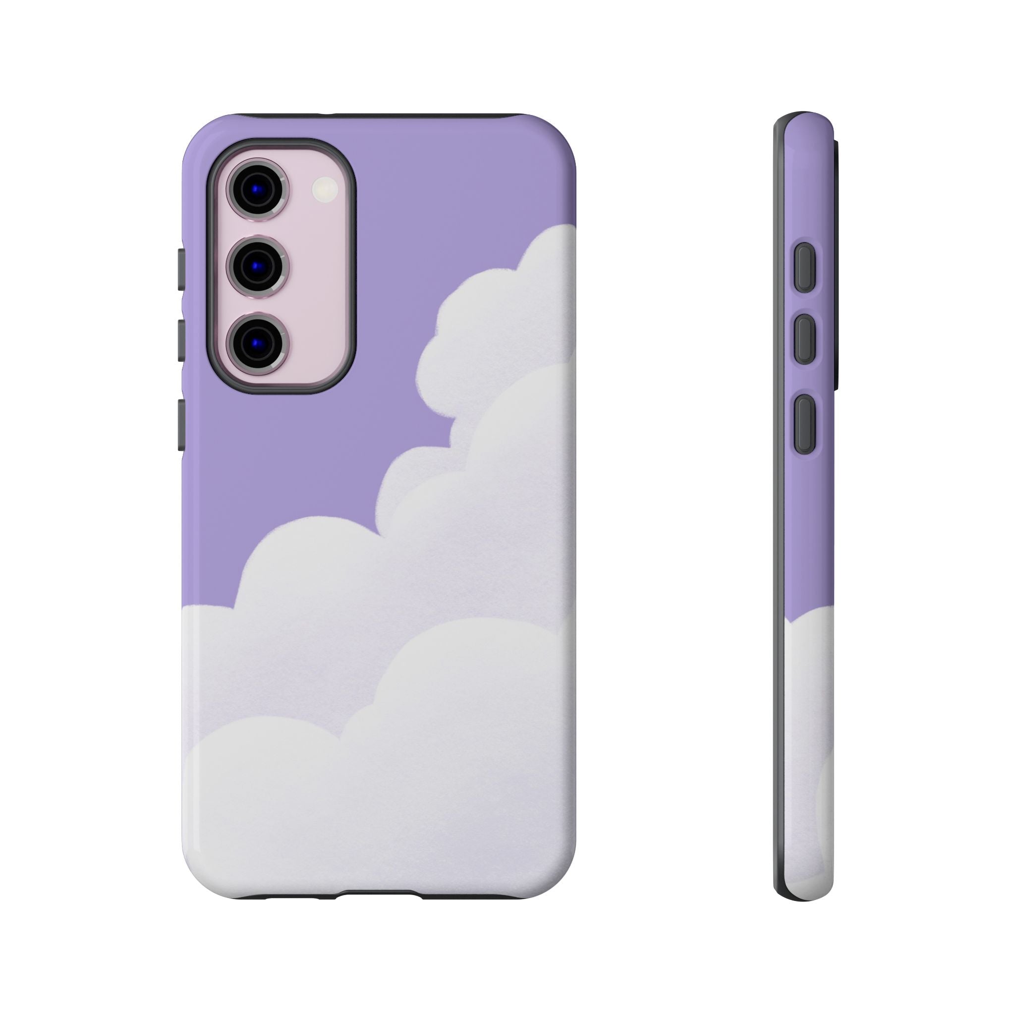 Fluffy Clouds in Pastel Purple Sky Phone Case