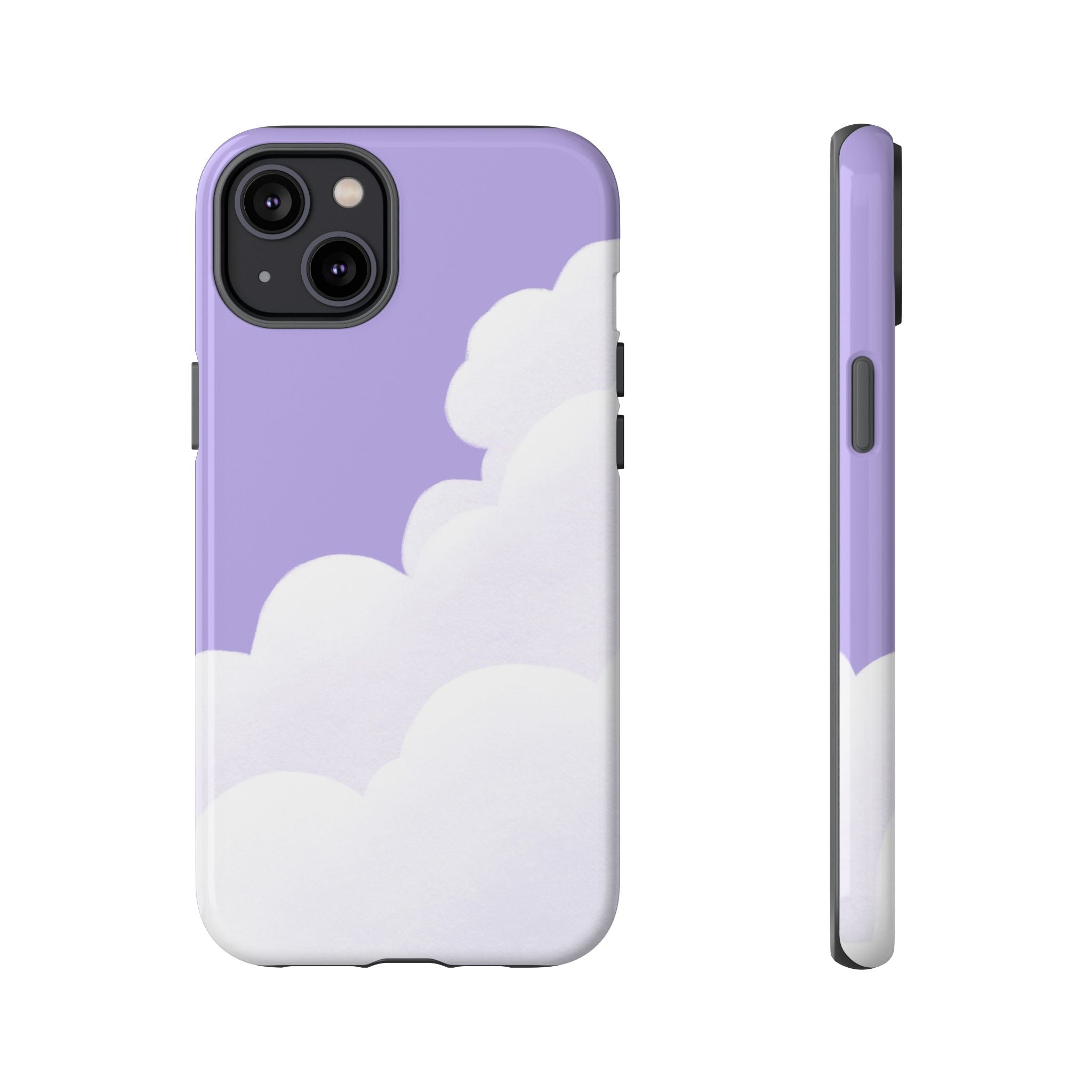 Fluffy Clouds in Pastel Purple Sky Phone Case