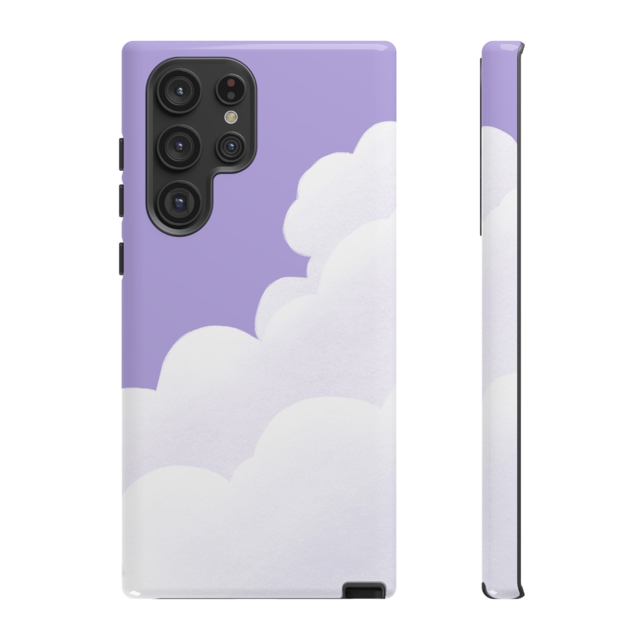 Fluffy Clouds in Pastel Purple Sky Phone Case