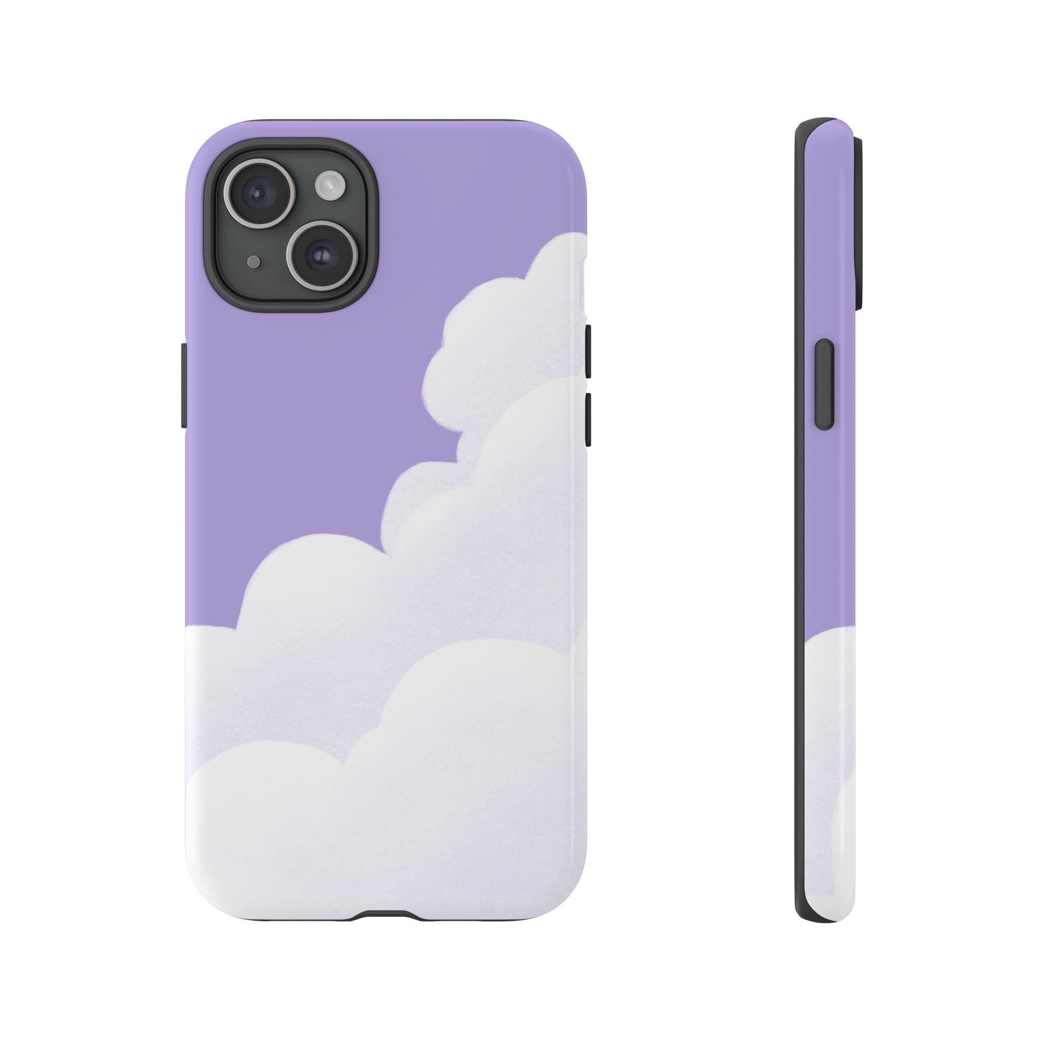 Fluffy Clouds in Pastel Purple Sky Phone Case